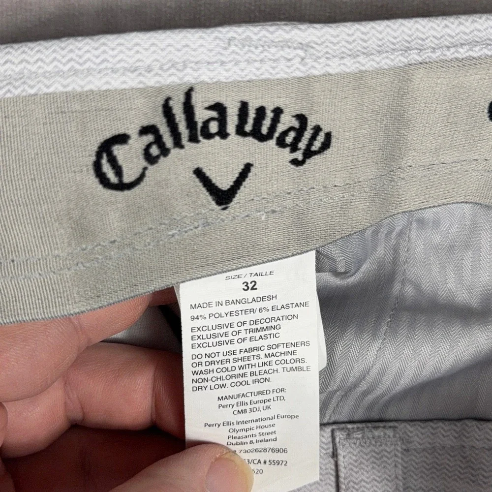 Callaway Golf Shorts Performance Stretch Chevron Textured 32 Grey Mens Active‎